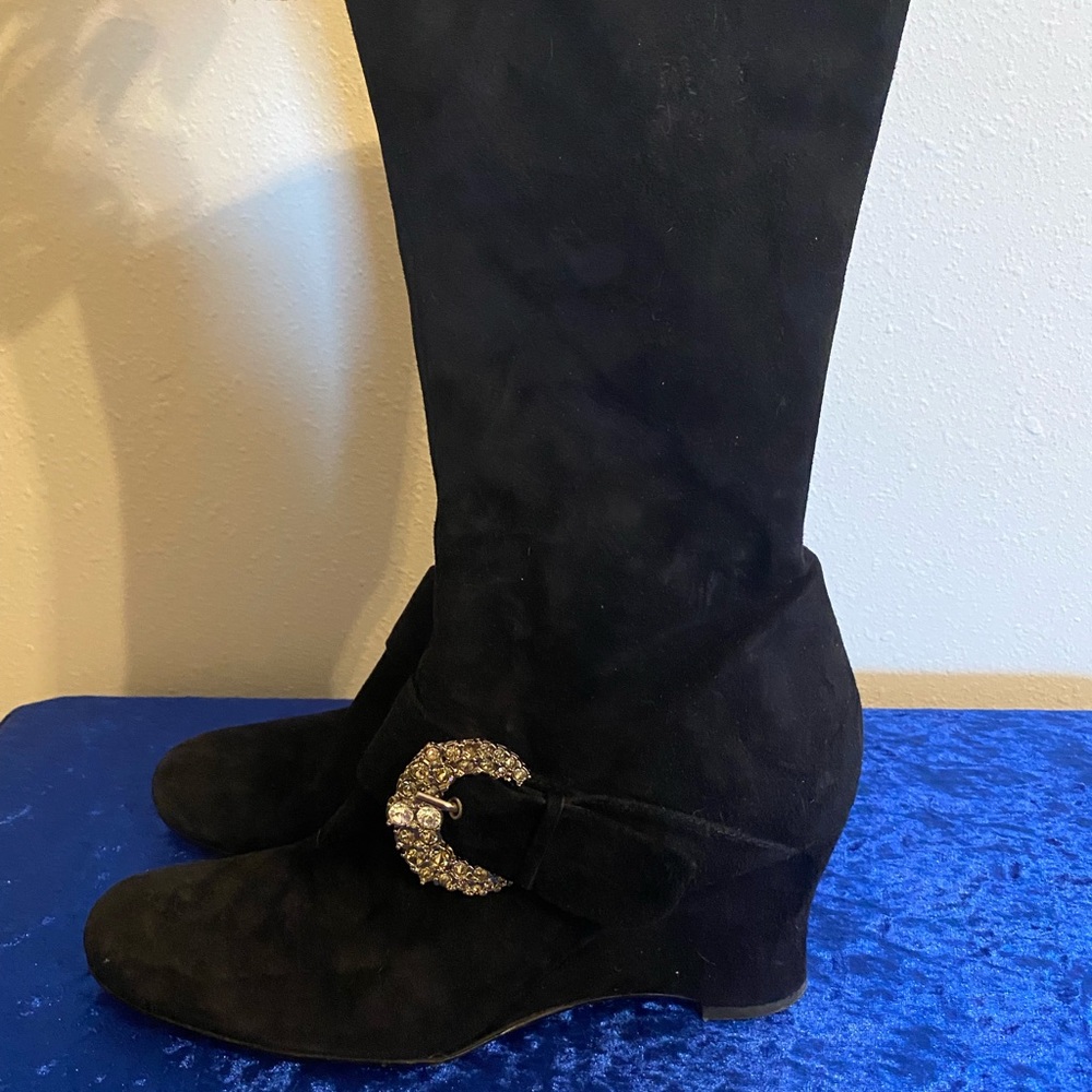 Italian Black wedge boot